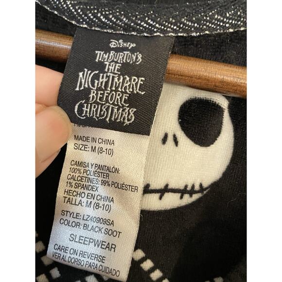 Disney Jack Skelleton Nightmare Before Christmas Fleece Top Black Sz Medium - Picture 3 of 4